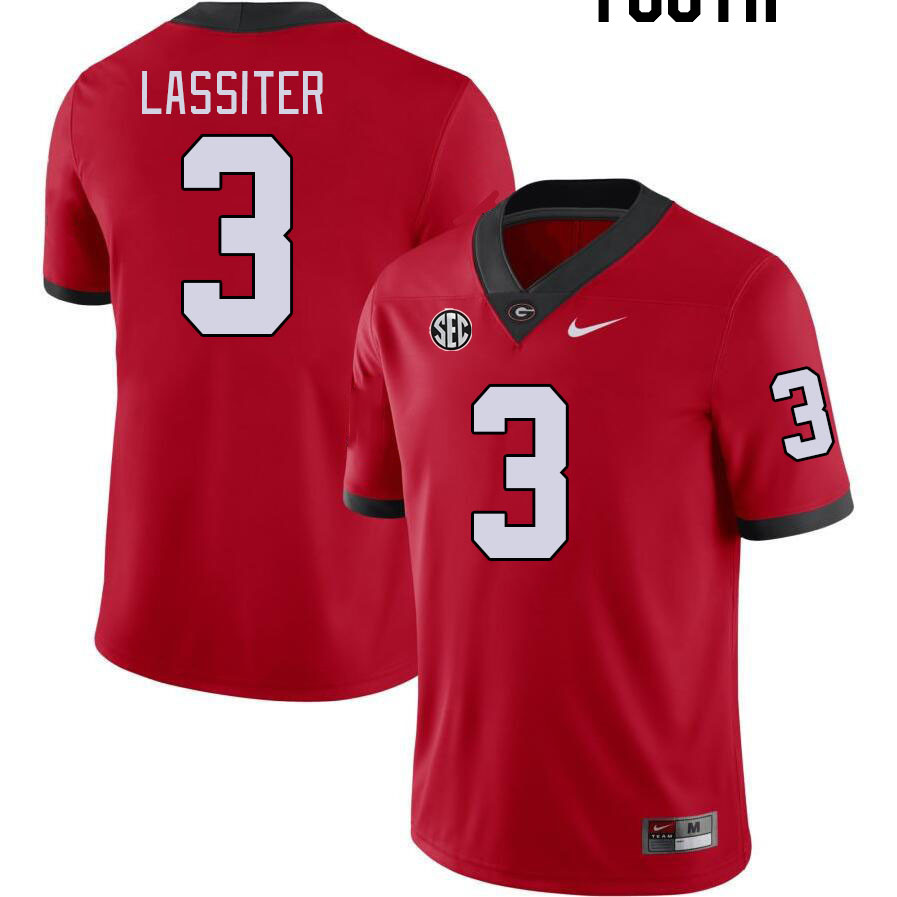 Youth #3 Kamari Lassiter Georgia Bulldogs College Football Jerseys Stitched-Red